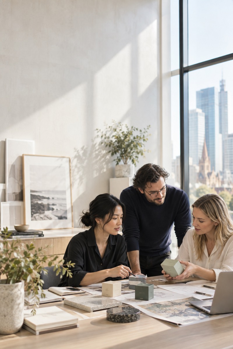 A local team reviewing product and market-entry plans in Melbourne